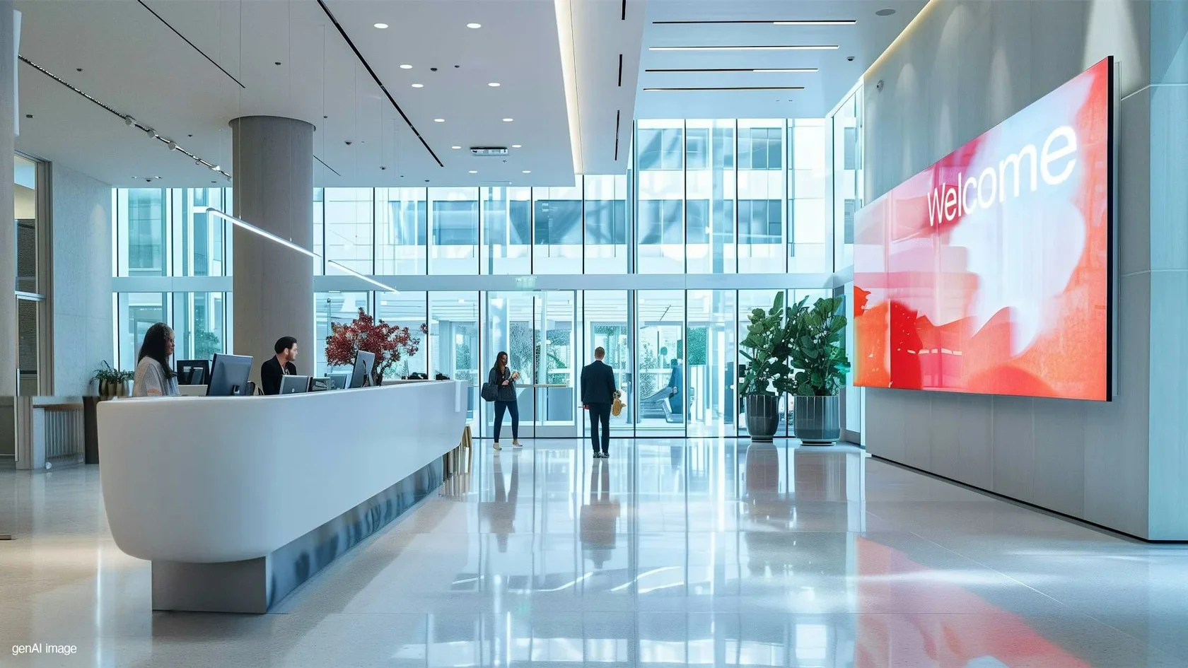 Профессиональный LED-экран Philips в корпоративной приёмной