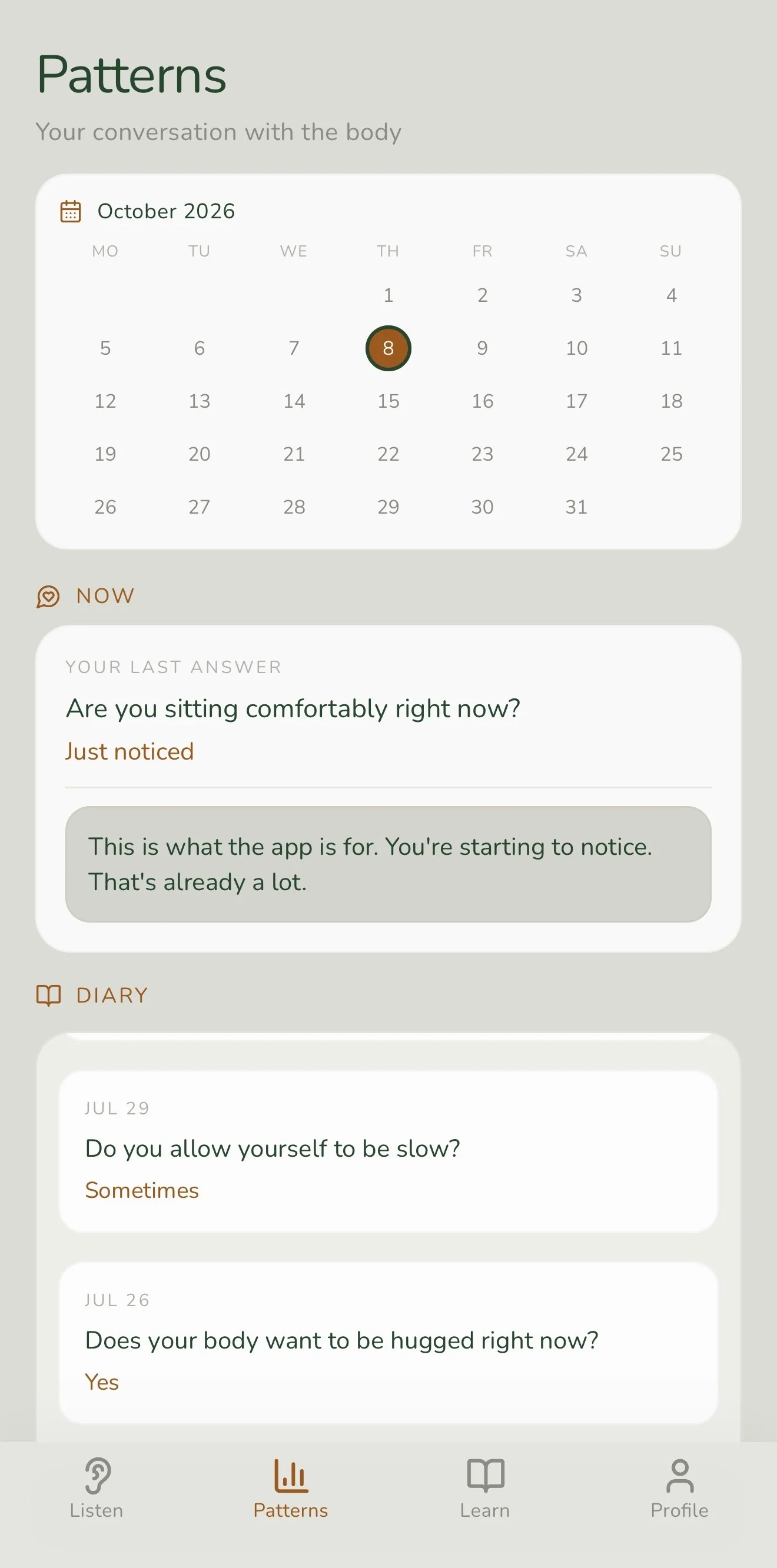 Feelio app screen