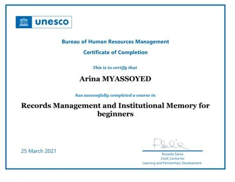 Preview: UNESCO — Records Management and Institutional Memory, 2021