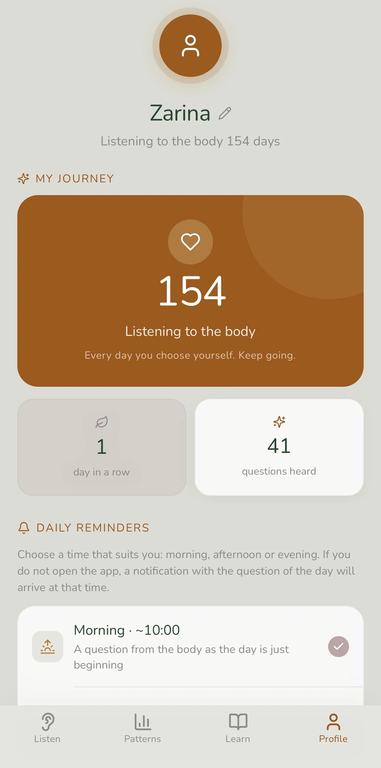 Feelio app screen