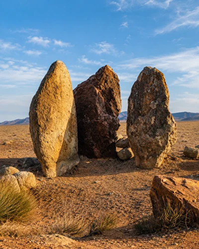 Oshaktas menhirs in Altyn-Emel National Park